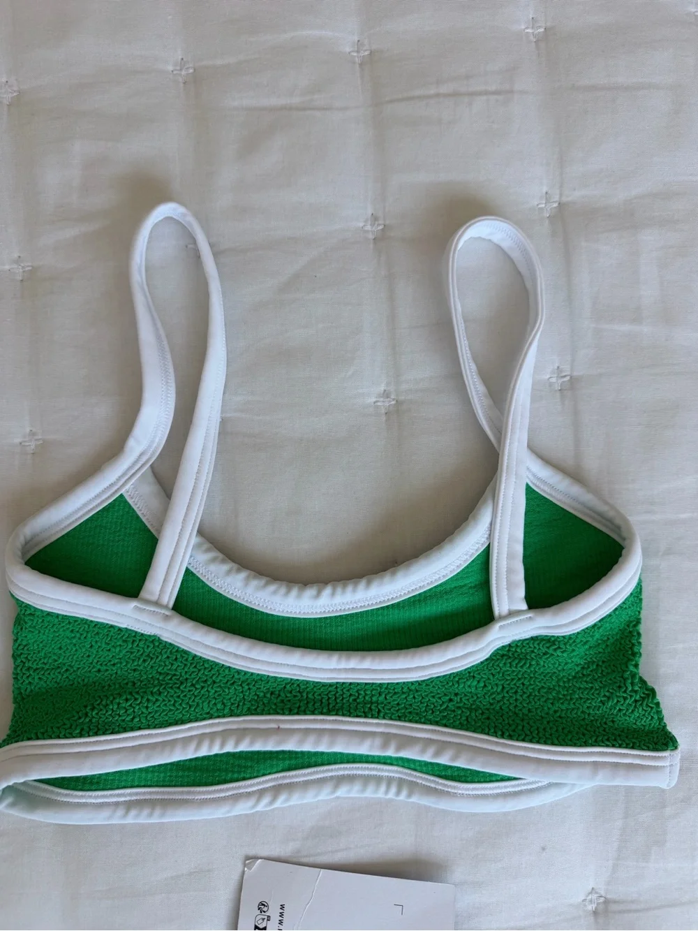 Hunza G NWT Tyler Emerald Green two-tone Original Crinkle™ bikini